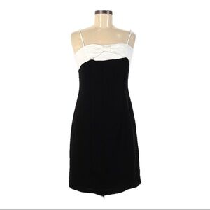 CECE Black/White With Front Bow Sleeveless Cocktail Mini Dress